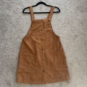 Corduroy Button-Front Pinafore Dress